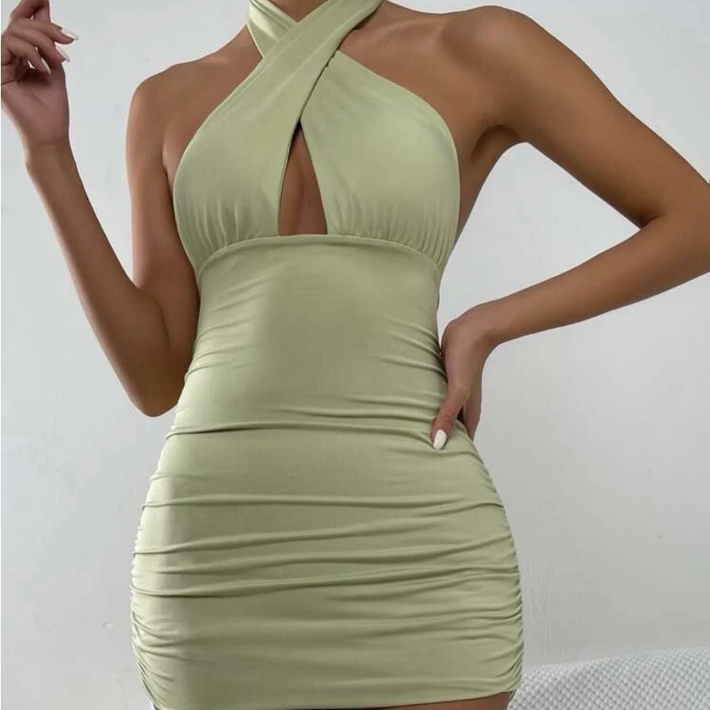Green Halter Bodycon Dress